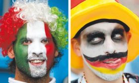 An Italian and German fan at Euro 2010: who will have the last laugh?